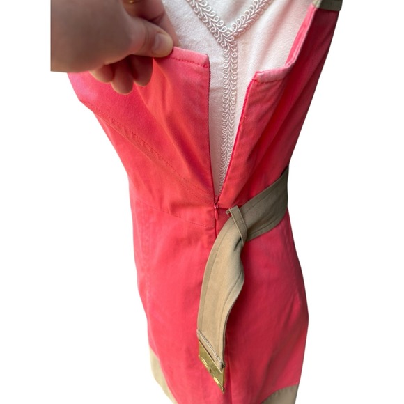 Milly Colorblock Belted Notched Neck Sleeveless Mini Sheath Dress - 4 - Picture 8 of 11